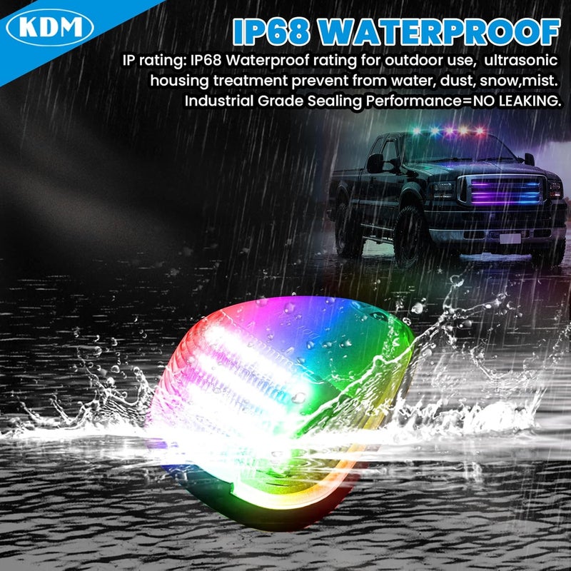 KDM RGB Full Led Clear Lens Cab Roof Top Marker Lights assembly Fit for 1999-2016 Ford F250 F350 F450 F550 F650 F750 E150 E250 E350 E450 Super Duty,Multi-Color Mounted Running Clearance,5Pcs Pack - Image 5